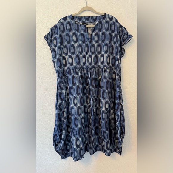 Lisa Bayne Artful Blue Patterned Women's Relaxed Tunic Size XS- Small - Picture 2 of 8